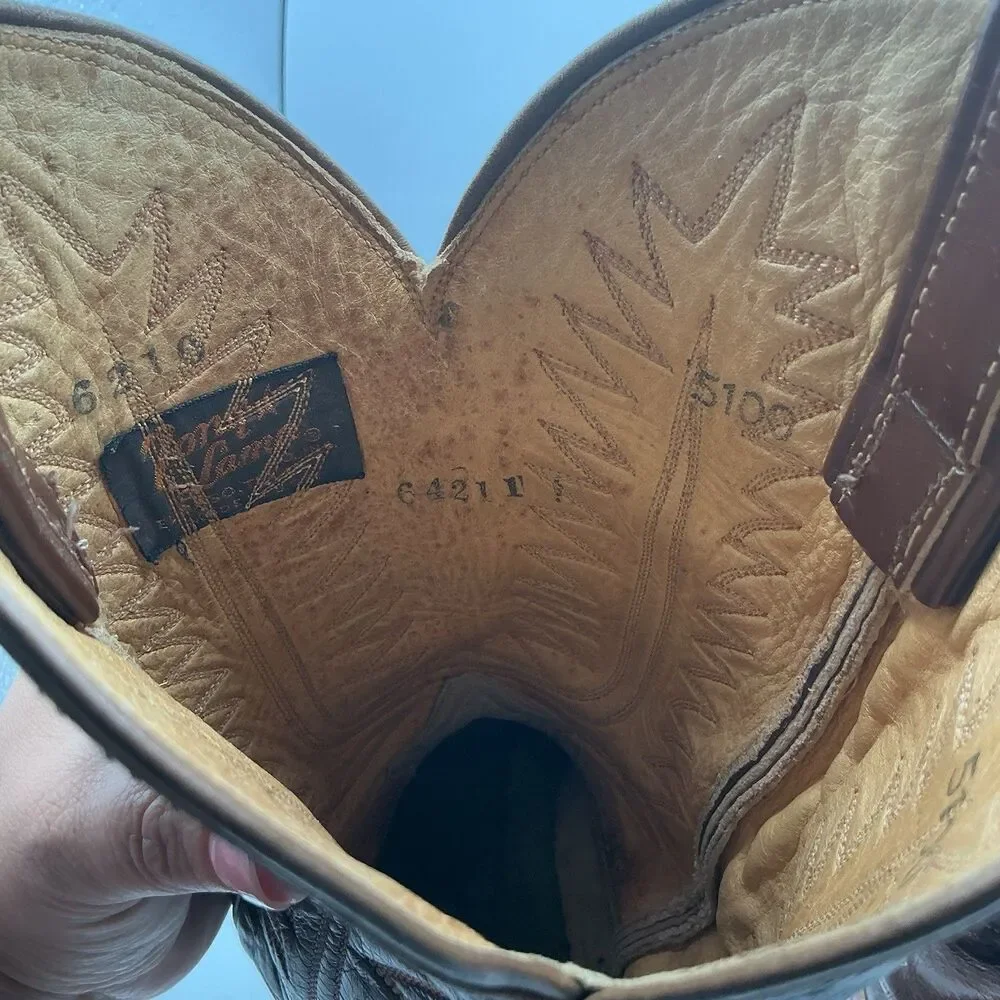 Vintage Tony Lama 6210 Men’s Size 10 Brown Leather Western Cowboy Boots
